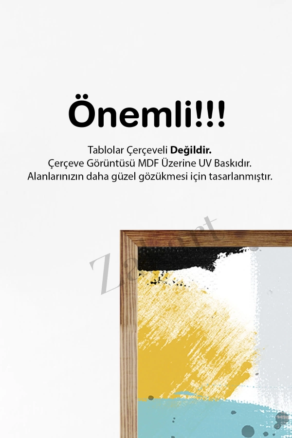 Soyut 3 Parça Çerçeve Görünümlü Mdf Tablo Seti