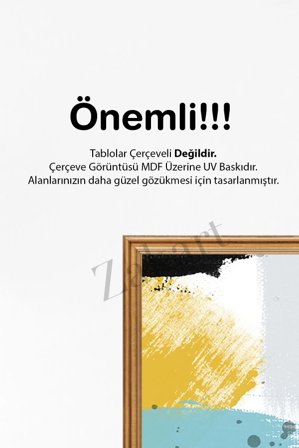 Soyut 3 Parça Çerçeve Görünümlü Mdf Tablo Seti