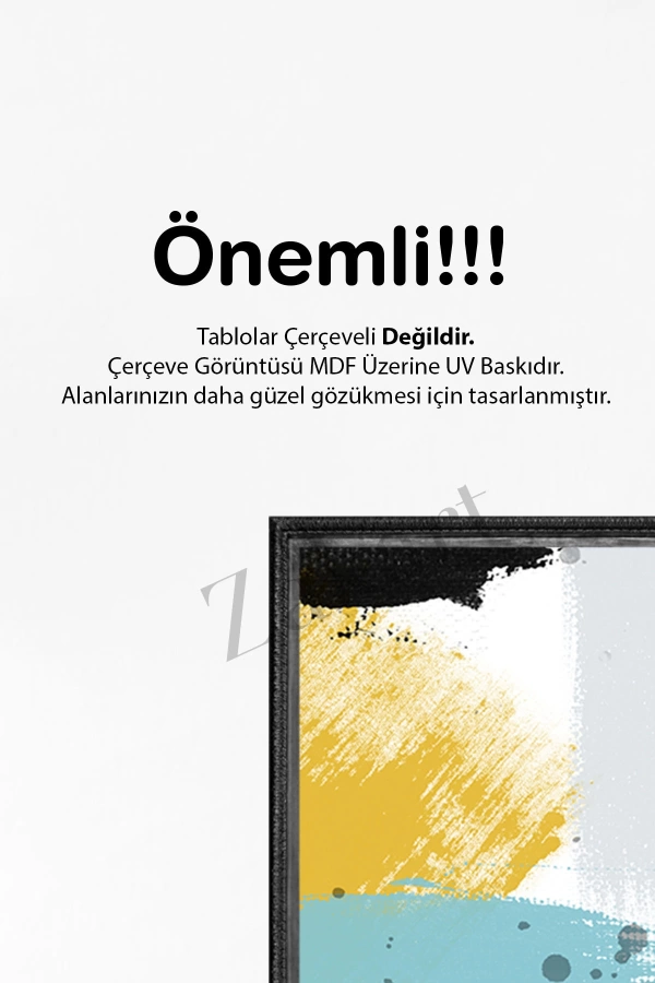 Soyut 3 Parça Çerçeve Görünümlü Mdf Tablo Seti