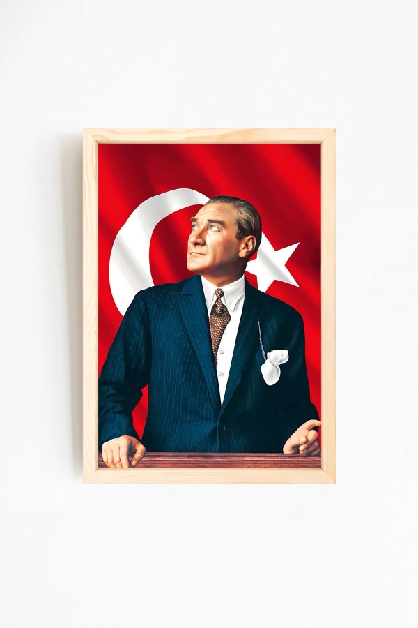 Atatürk Doğal Ahşap Çerçeveli Tablo