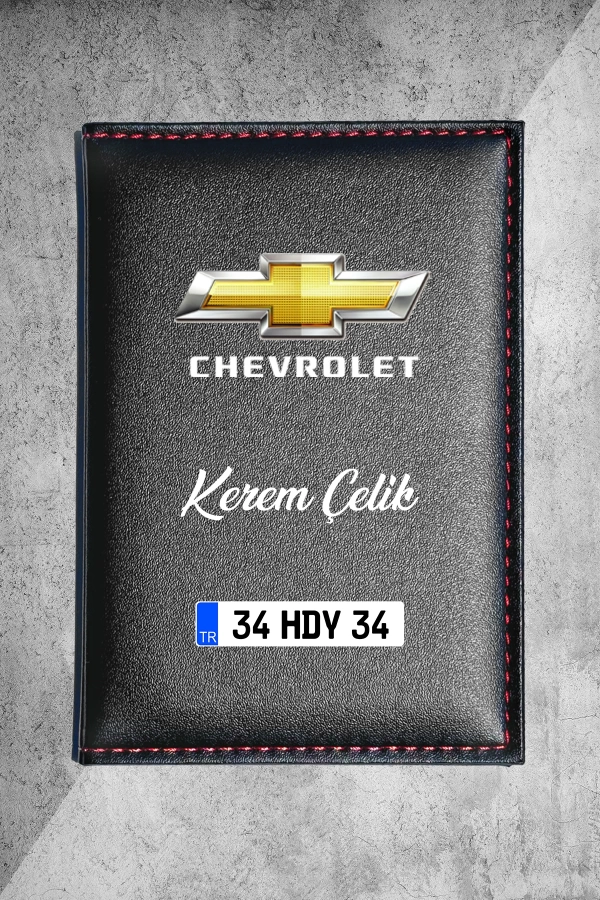 Kişiye Özel Chevrolet Logolu Termo Deri Ruhsat Kabı