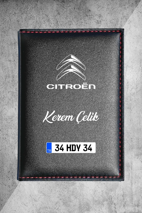 Kişiye Özel Citroen Logolu Termo Deri Ruhsat Kabı