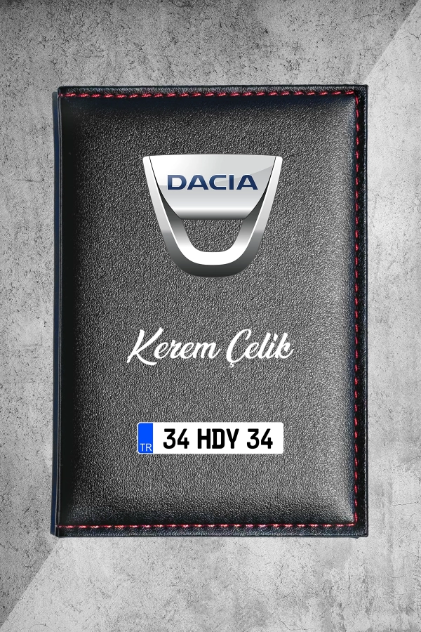 Kişiye Özel Dacia Logolu Termo Deri Ruhsat Kabı