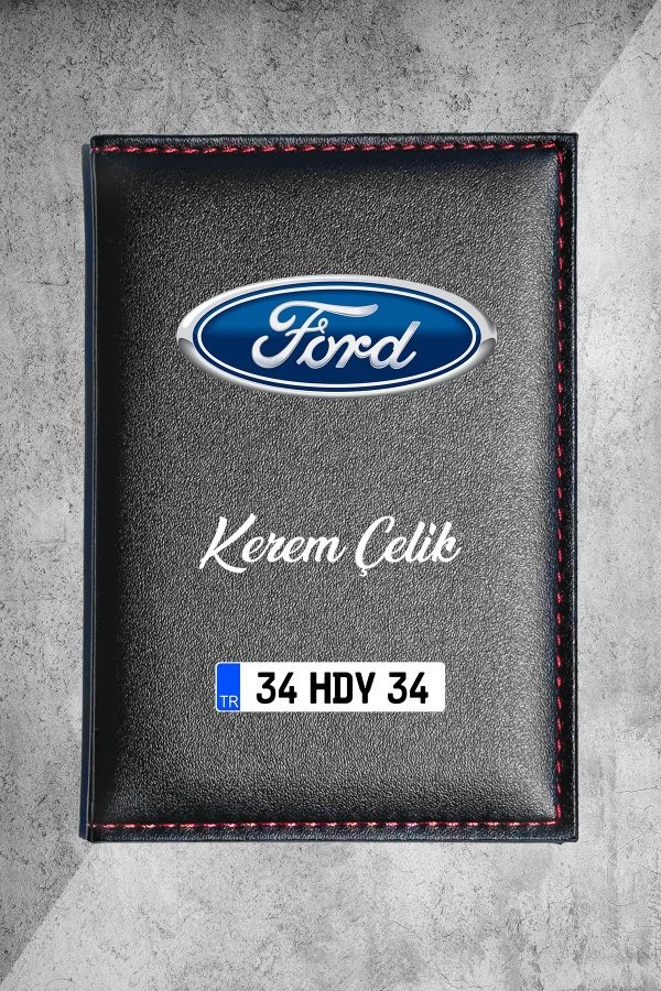 Kişiye Özel Ford Logolu Termo Deri Ruhsat Kabı