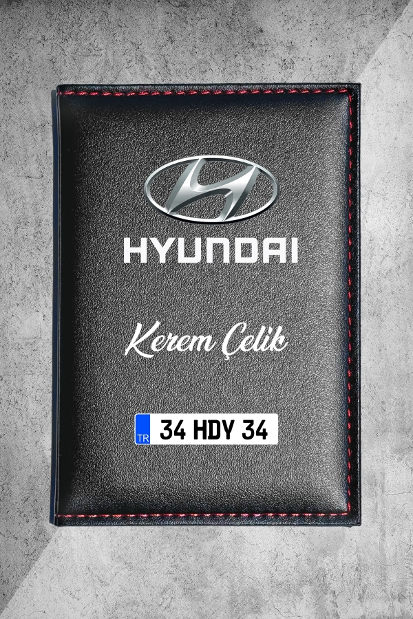 Kişiye Özel Honda Hyundai Logolu Termo Deri Ruhsat Kabı