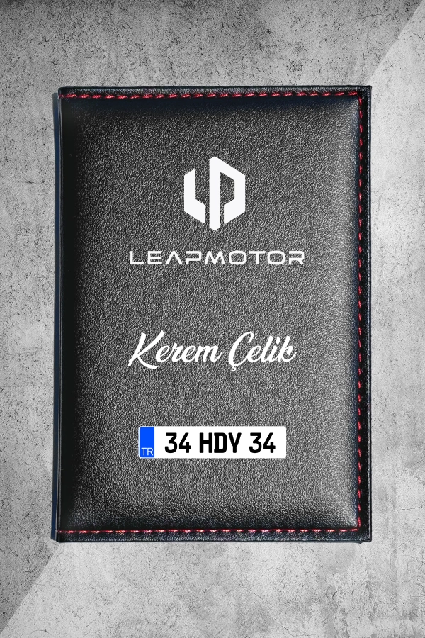 Kişiye Özel Leap Motor  Logolu Termo Deri Ruhsat Kabı