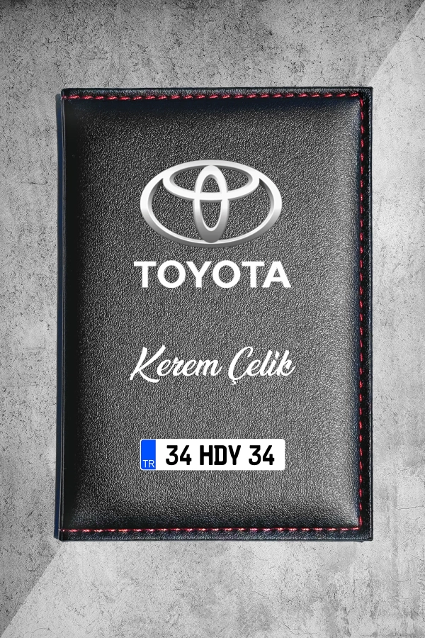 Kişiye Özel Toyota Logolu Termo Deri Ruhsat Kabı