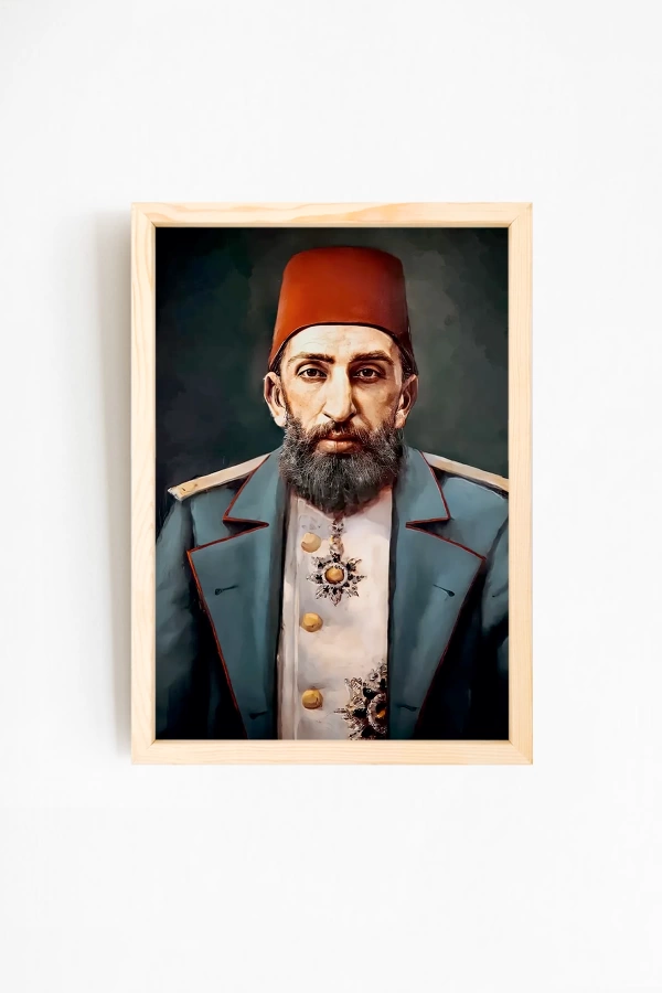 II. Abdülhamid Han Tarihi Doğal Ahşap Çerçeveli Tablo 01-3