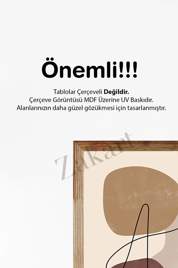 Soyut 3 Parça Çerçeve Görünümlü Mdf Tablo Seti