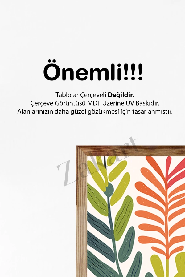 Soyut 3 Parça Çerçeve Görünümlü Mdf Tablo Seti