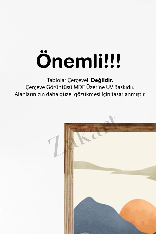 Soyut 3 Parça Çerçeve Görünümlü Mdf Tablo Seti