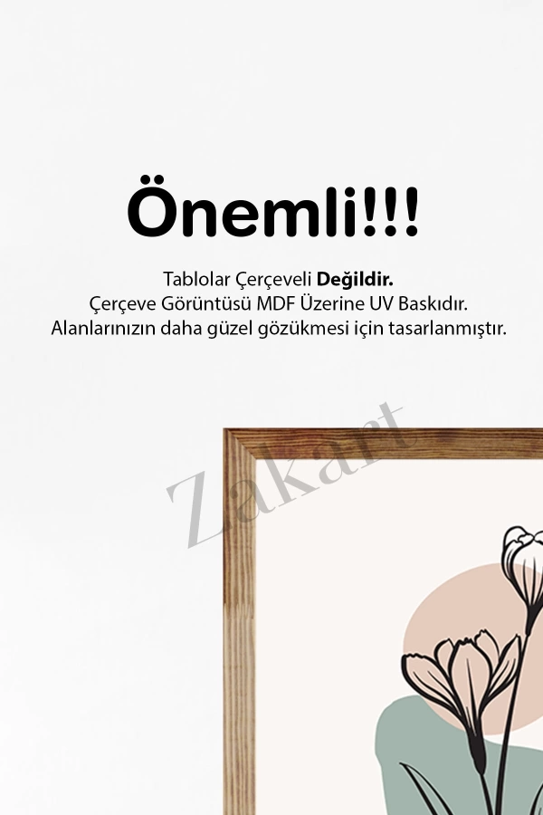 Soyut 3 Parça Çerçeve Görünümlü Mdf Tablo Seti