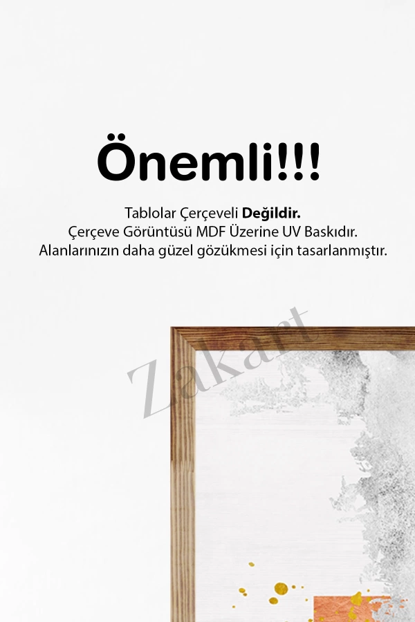 Soyut 3 Parça Çerçeve Görünümlü Mdf Tablo Seti