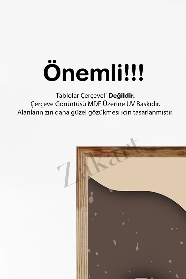 Soyut 3 Parça Çerçeve Görünümlü Mdf Tablo Seti