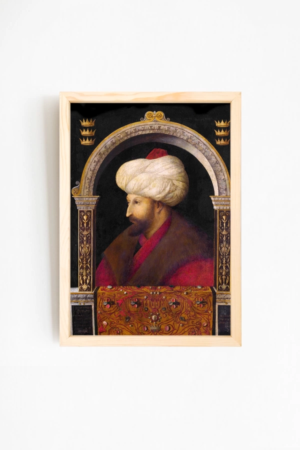 Fatih Sultan Mehmet Tarihi Doğal Ahşap Çerçeveli Tablo 01-6