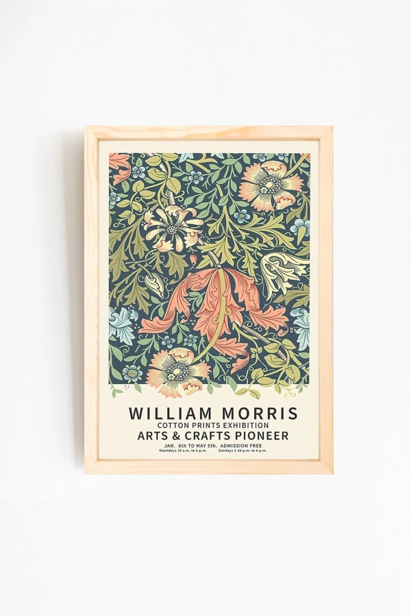 William Morris Tasarımlı Doğal Ahşap Çerçeveli Tablo 03-3