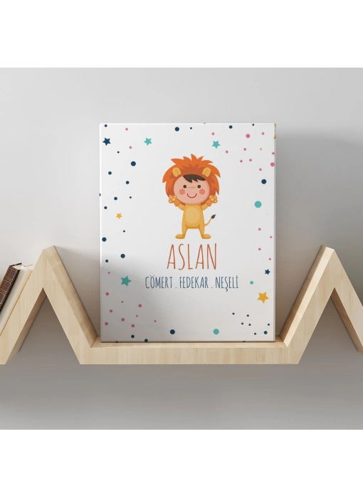Aslan Burcuna Özel Tasarım Kanvas  Tablo