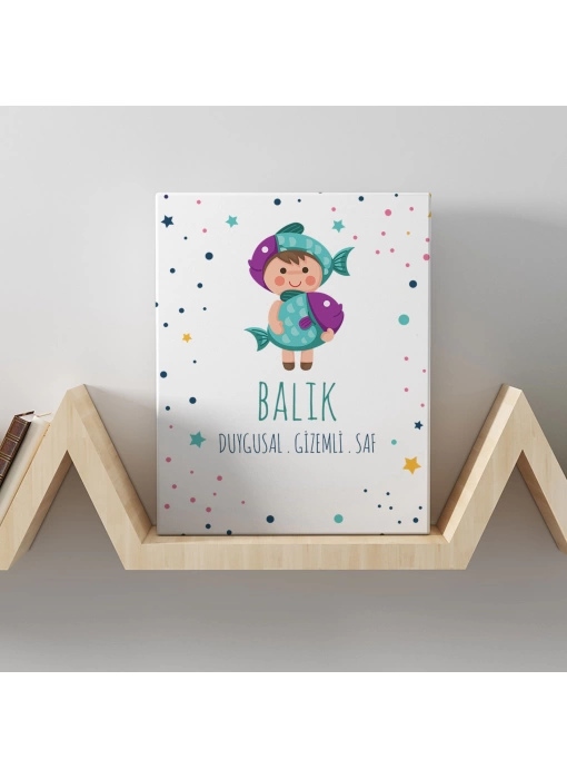 Balık Burcuna Özel Tasarım Kanvas  Tablo
