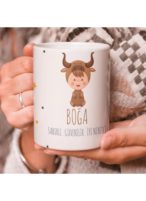 Boğa Burcu Özel Sevimli Beyaz Kupa Bardak