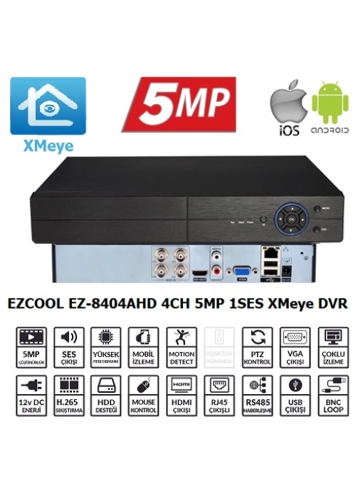 EZCOOL EZ-8404AHD 4KANAL 5MP 1SES 1HDD XMEYE XVR