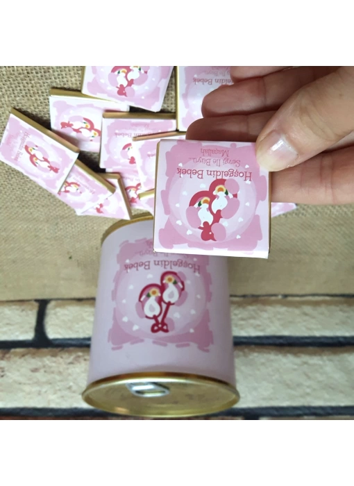 Hoşgeldin Bebek Çikolata Hediye Konservesi - Pembe