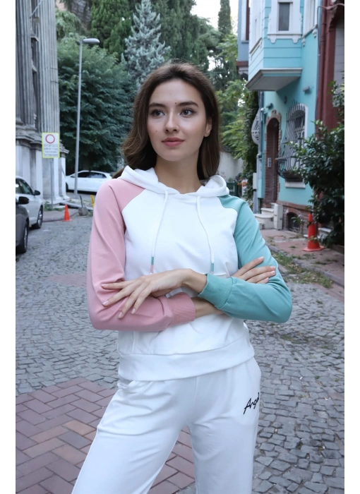 Kanguru Cepli Sweatshirt - BEYAZ