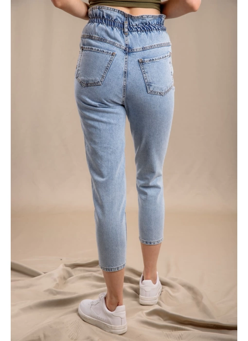 Lastik Detaylı Slim Fit Jeans - MAVİ
