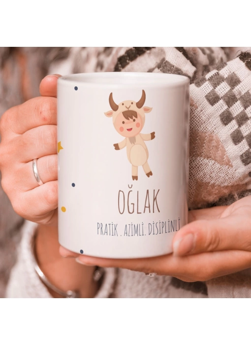 Oğlak Burcu Özel Sevimli Beyaz Kupa Bardak