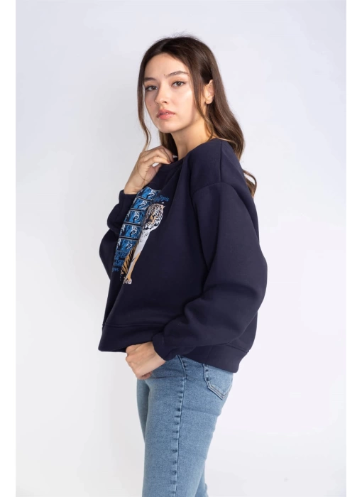 Şardonlu Sweatshirt-LACİVERT