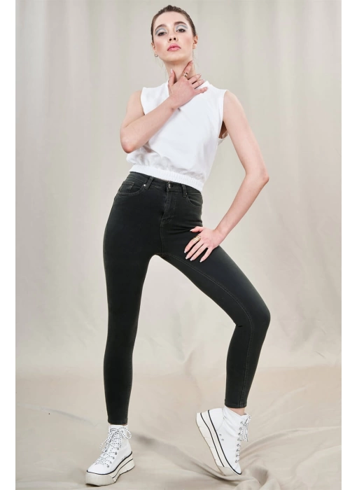 Toparlayıcı Skinny Jean Pantolon-HAKİ