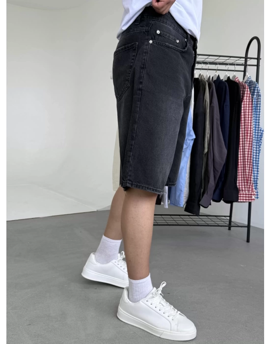 Baggy Yıkamalı Jean Şort