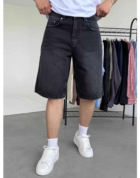 Baggy Yıkamalı Jean Şort