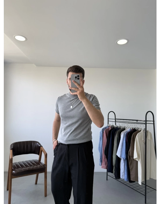 Basic Yarım Balıkçı Triko T-Shirt