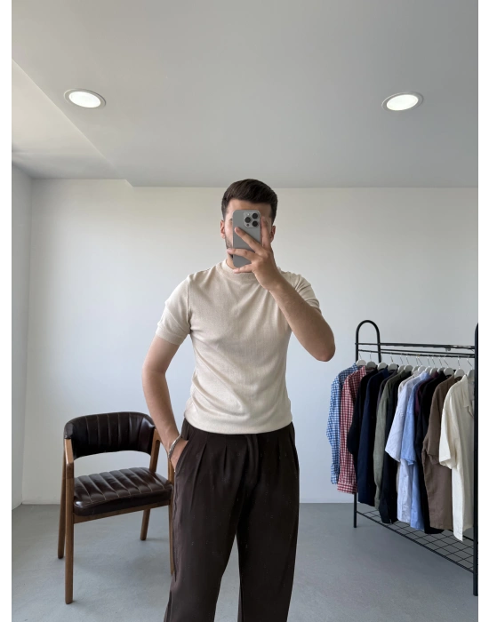 Basic Yarım Balıkçı Triko T-Shirt
