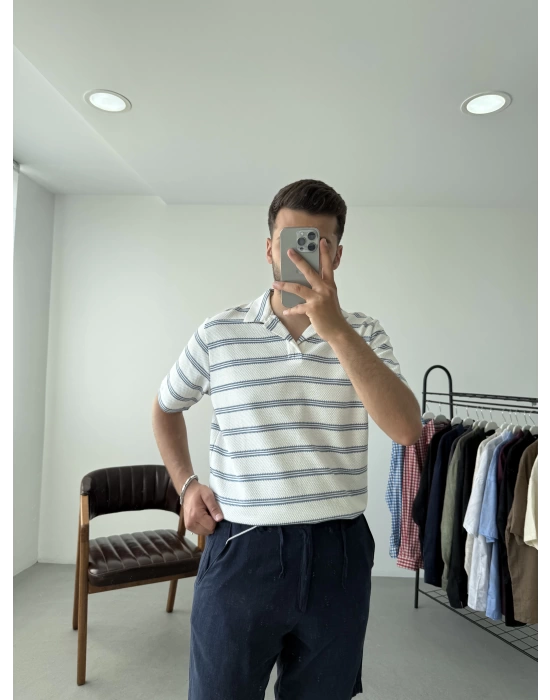 Çizgili Polo Yaka T-Shirt