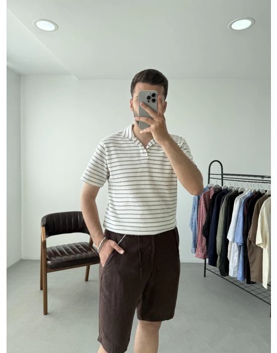 Çizgili Polo Yaka T-Shirt
