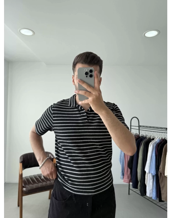 Çizgili Polo Yaka T-Shirt