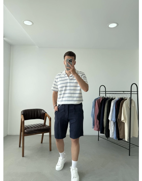 Çizgili Polo Yaka T-Shirt