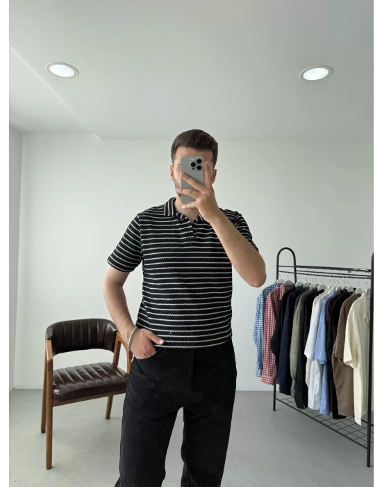 Çizgili Polo Yaka T-Shirt