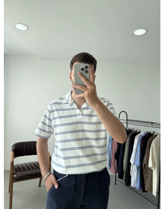 Çizgili Polo Yaka T-Shirt