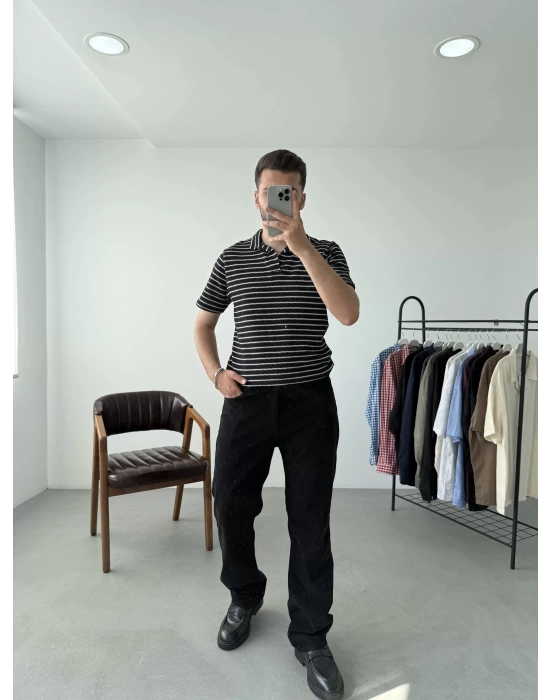 Çizgili Polo Yaka T-Shirt
