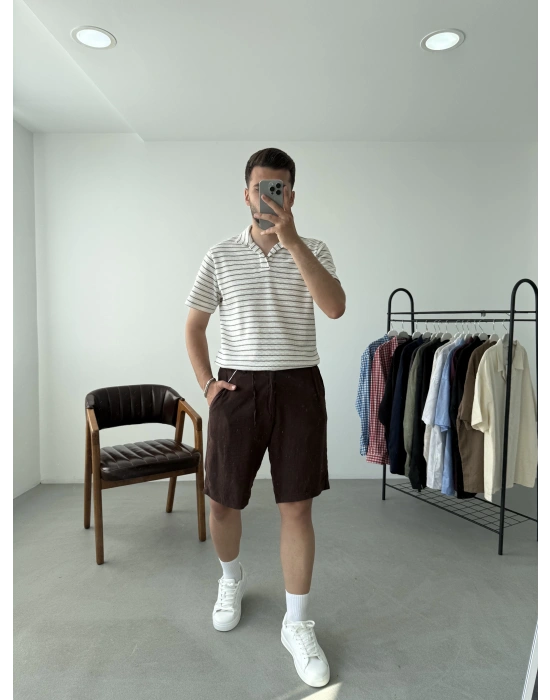 Çizgili Polo Yaka T-Shirt