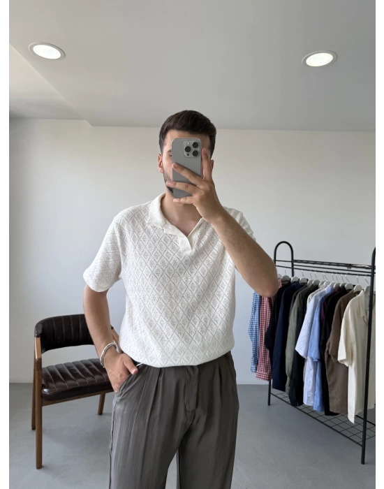 Desenli Polo Yaka T-Shirt