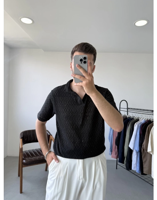 Desenli Polo Yaka T-Shirt