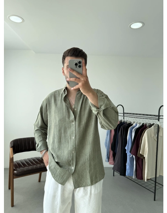 Dokulu Oversize Gömlek
