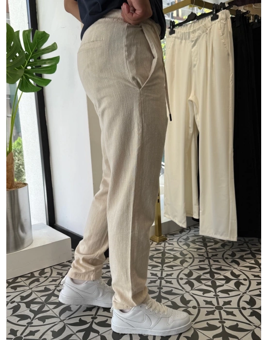 İp Detaylı Keten Pantolon