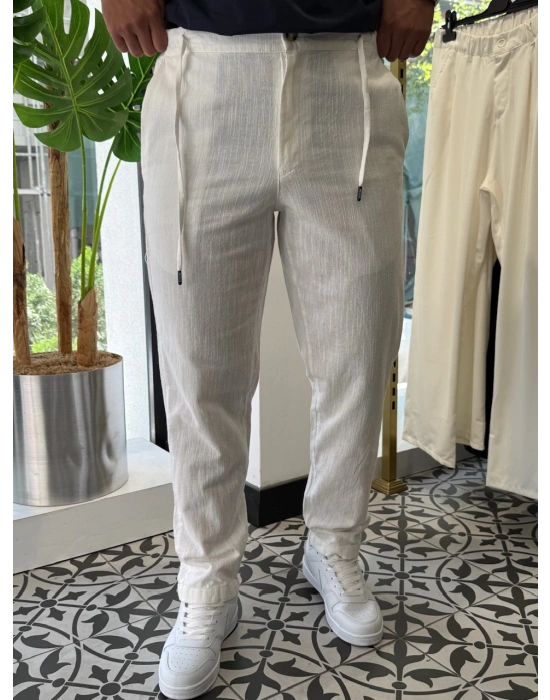 İp Detaylı Keten Pantolon