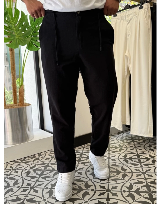 İp Detaylı Keten Pantolon