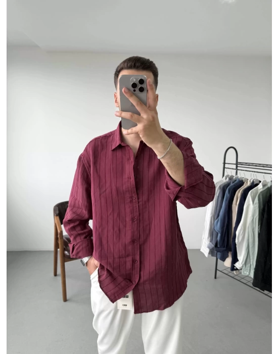 Oversize Çizgili Gömlek