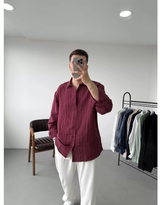 Oversize Çizgili Gömlek